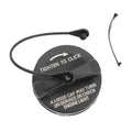 Fuel gas cap with tethered pull handle, black plastic screw-top opening