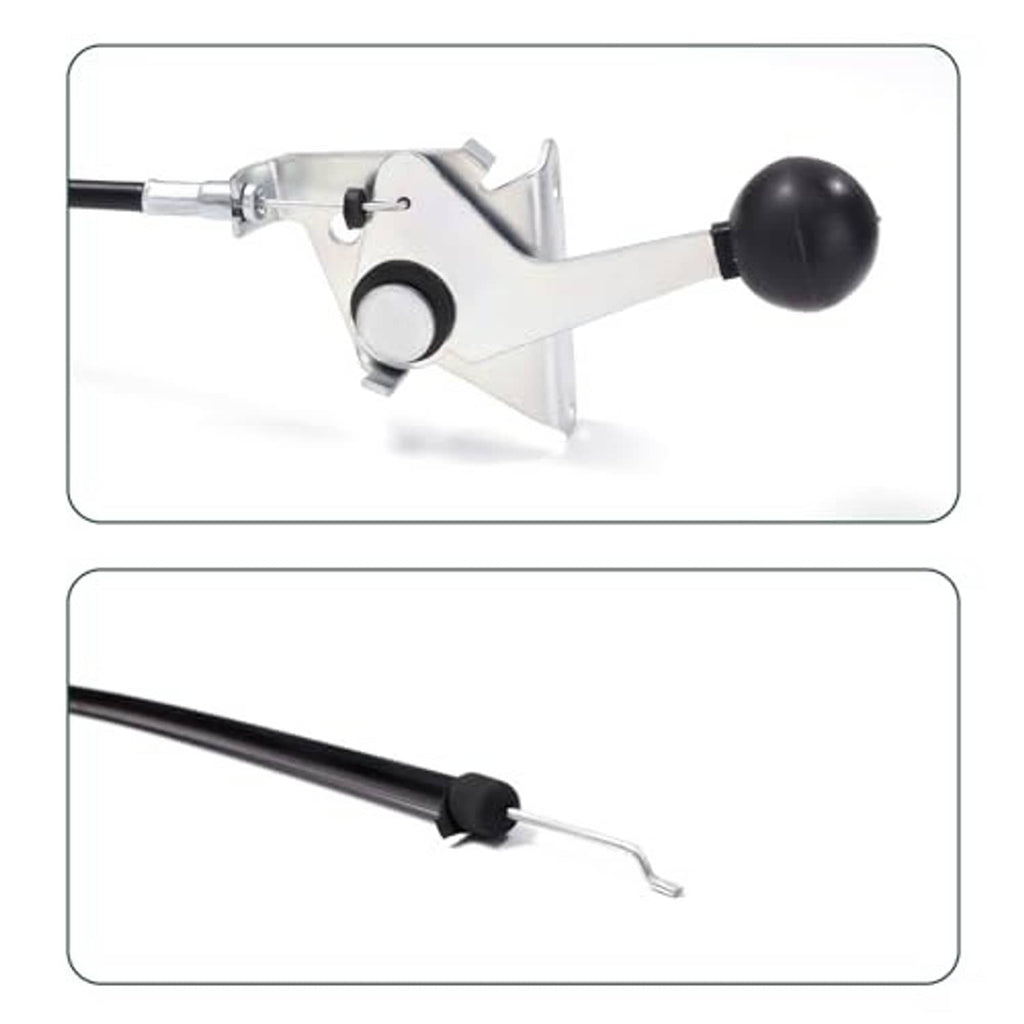 Throttle cable control lever with black knob and metal housing, black cable end