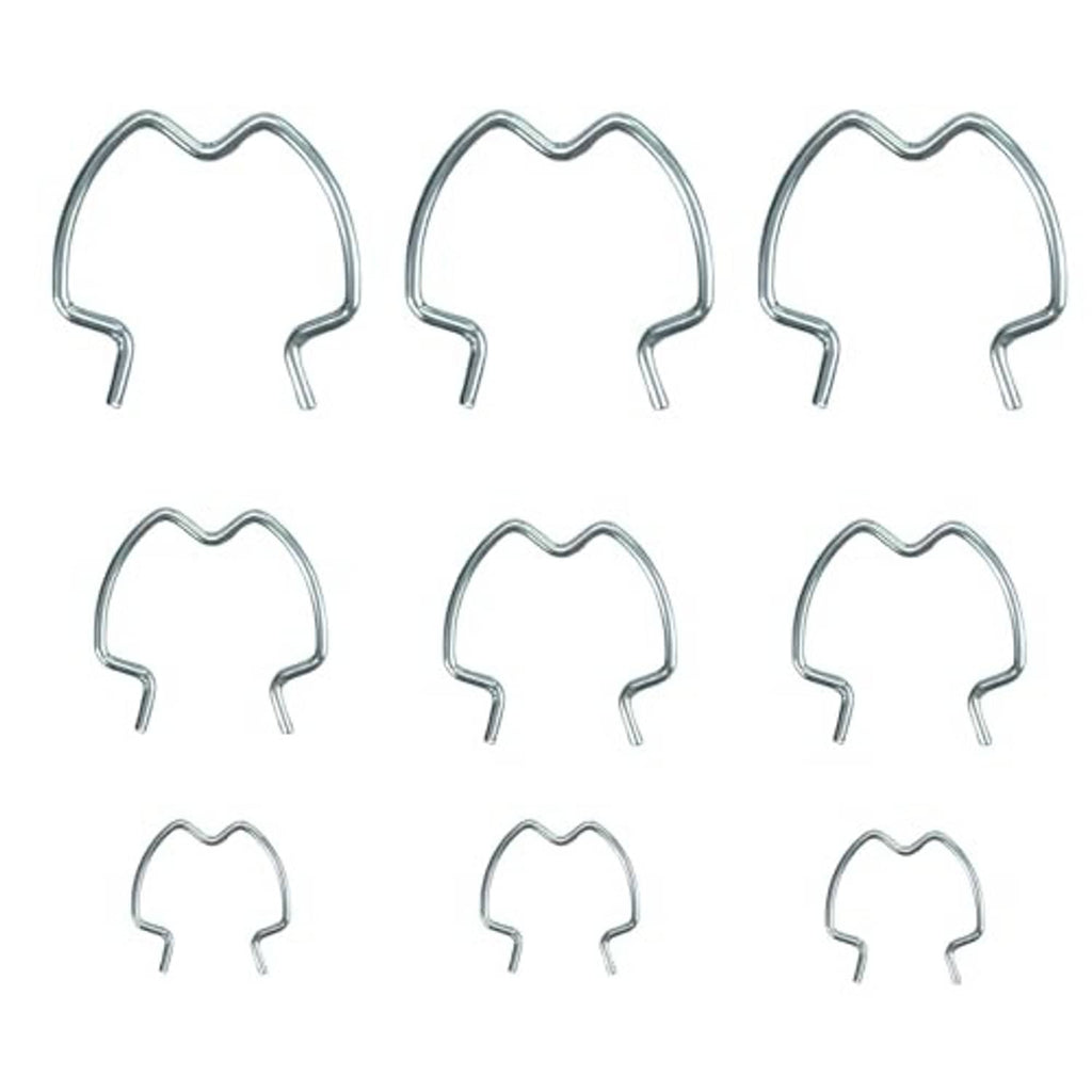 Stainless steel quick connector clips, 9-piece set, assorted sizes of U-shaped spring clips