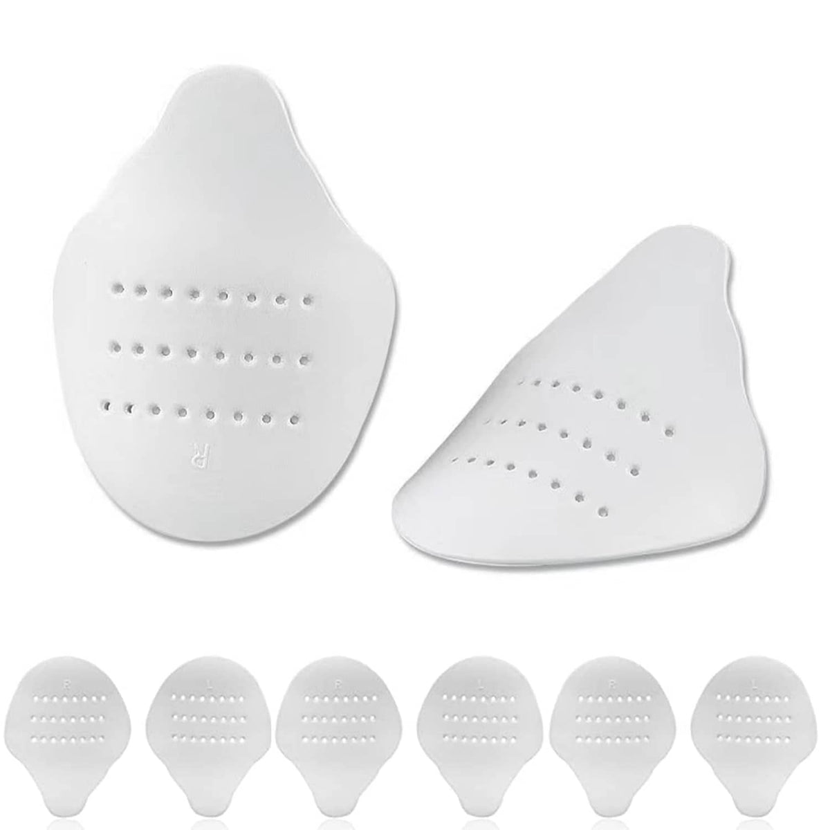 Large white perforated shoe crease protector pads for toe protection
