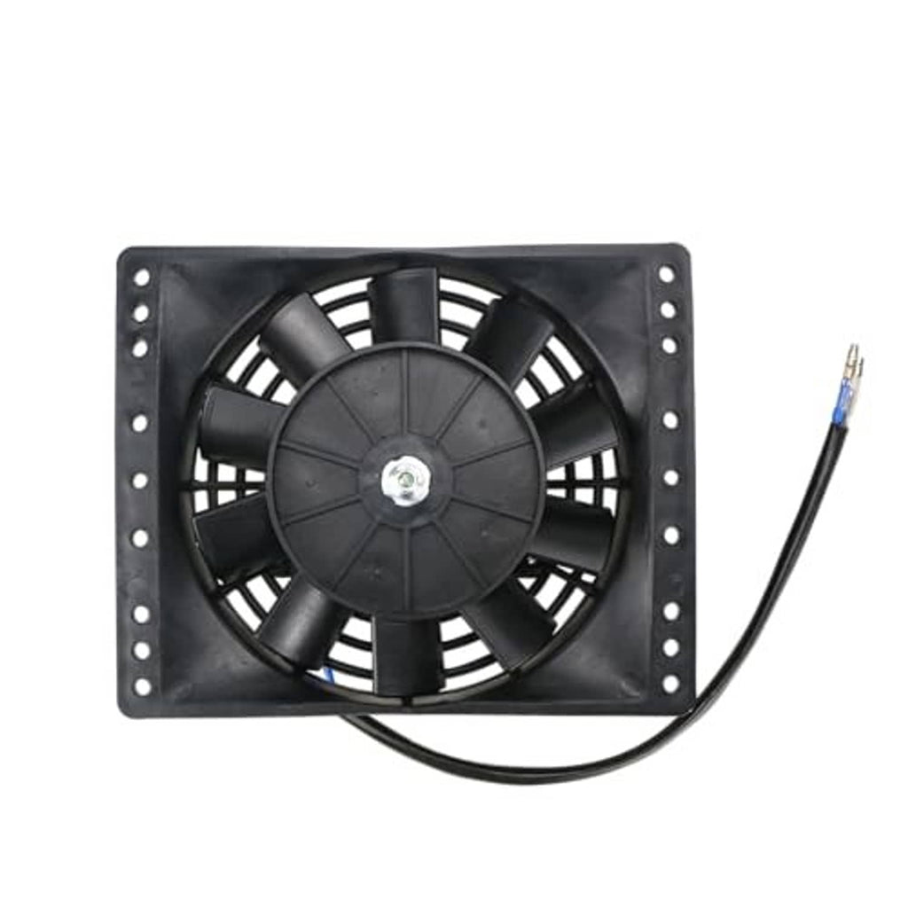 Single black 6-inch radiator cooling fan with square mounting frame and power wire