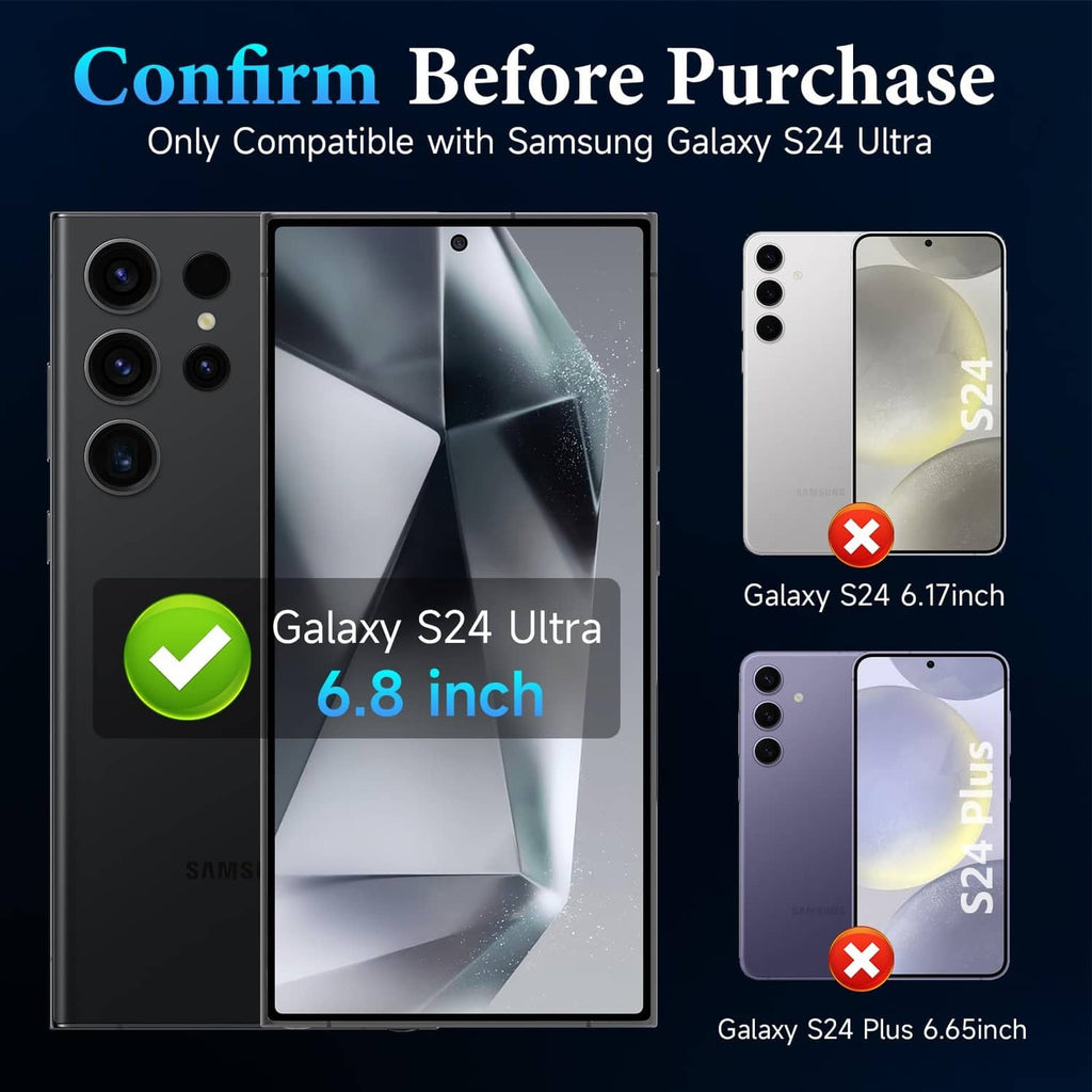 Screen protector compatibility guide for Galaxy S24 Ultra, 6.8 inch fit