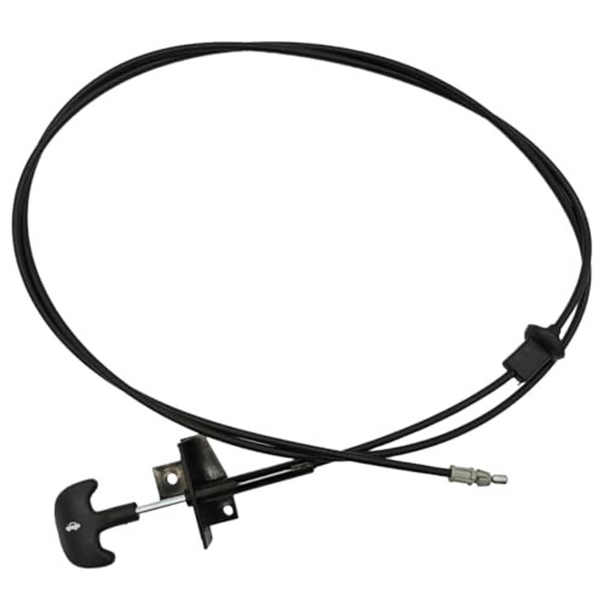 Black hood release cable with latch handle and connector end