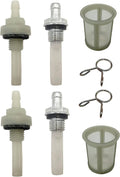Fuel tank outlet filter screen kit with translucent filter, white stem, metal threaded fitting, clips