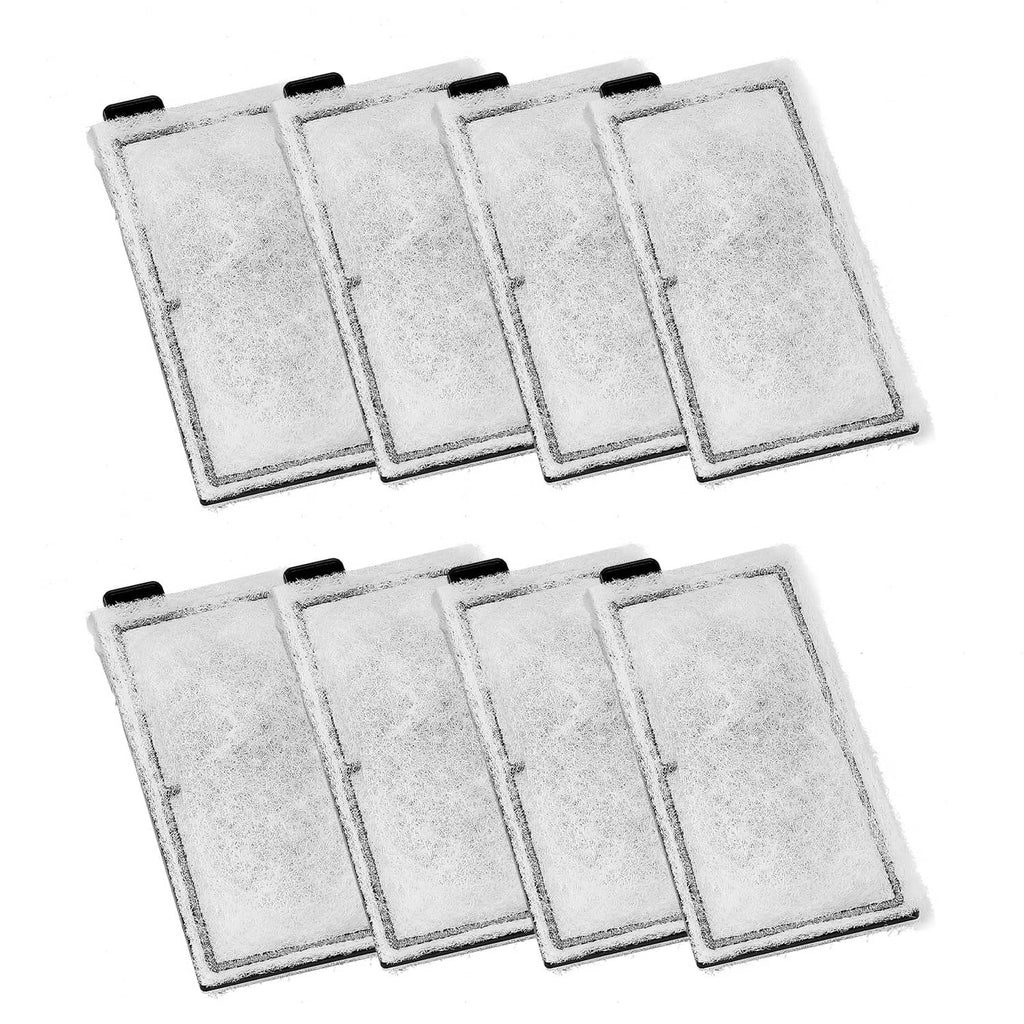 Aquarium filter cotton pads, 8 square inserts laid out in two rows, white felt with clips