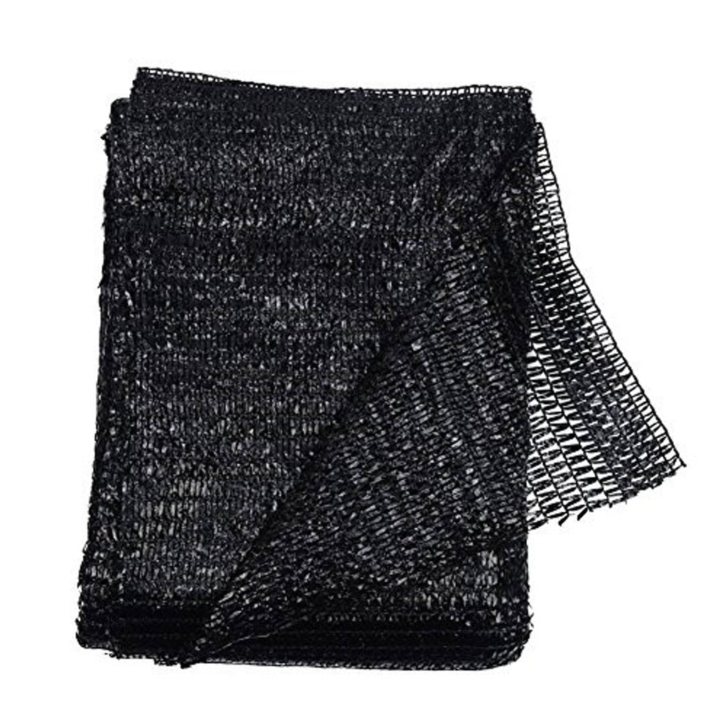 Black mesh shade net, folded with layered edge and fine woven strands