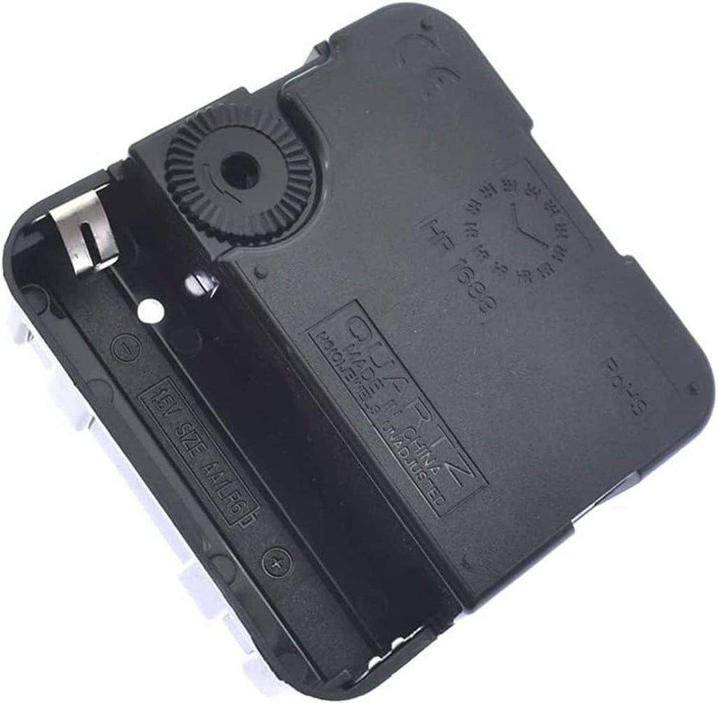 Clock movement replacement motor mechanism, black plastic housing with molded markings