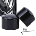Black front axle cap nut covers set with two caps, bolts, and hex key