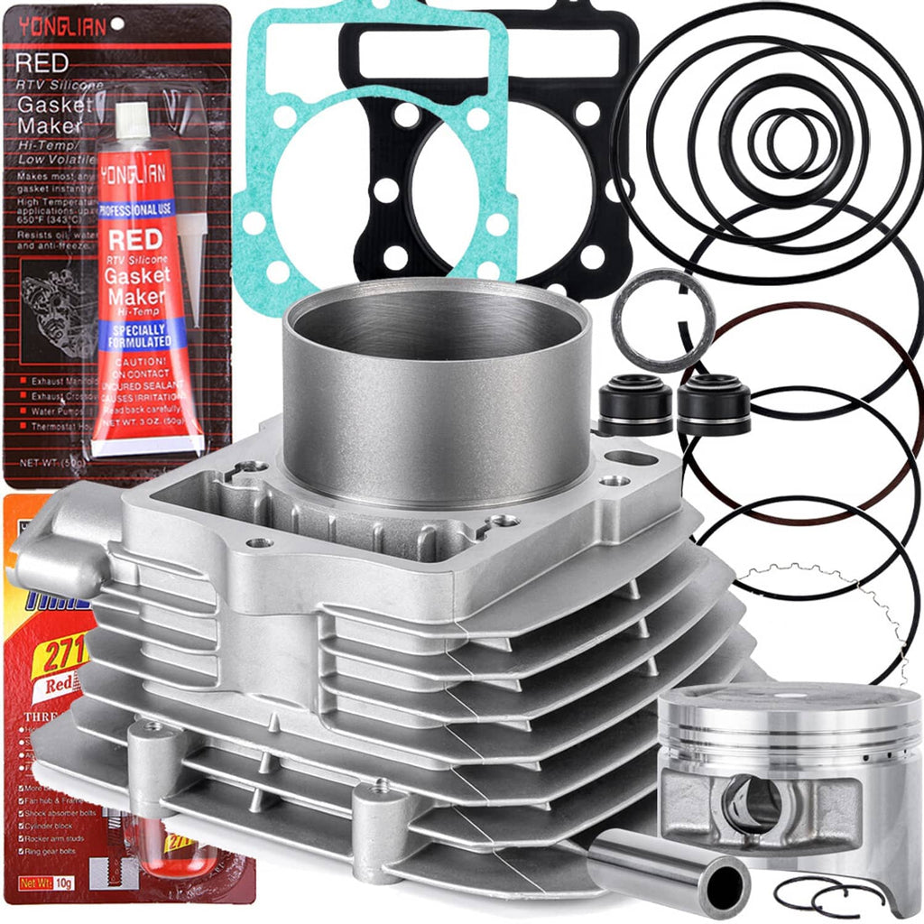 Aluminum cylinder barrel and piston gasket kit with rings and gaskets, for ATV engine