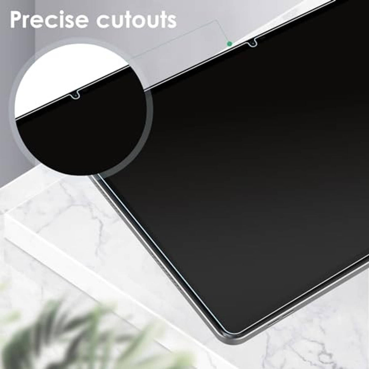 Tablet screen protector with precise cutouts for camera and sensors