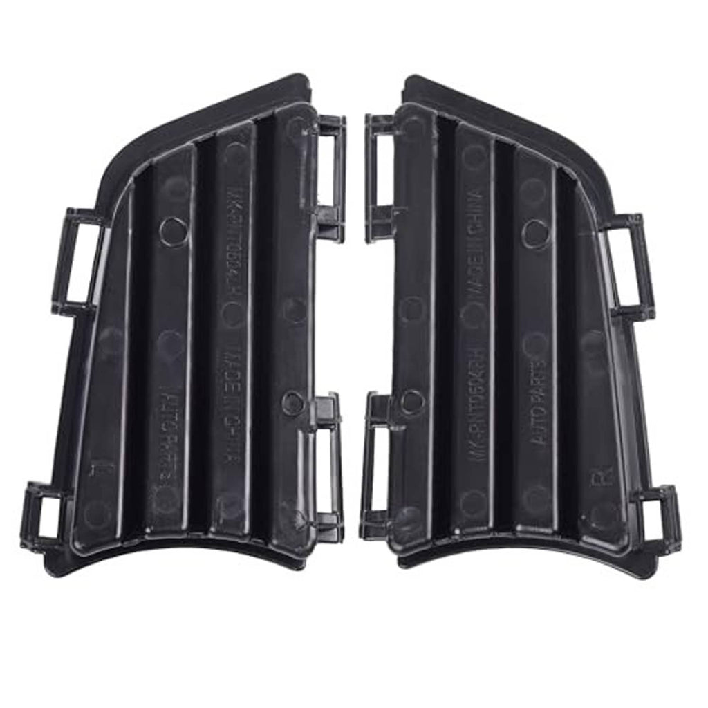 Pair of black fog light grille inserts with vertical bars and inner mounting clips