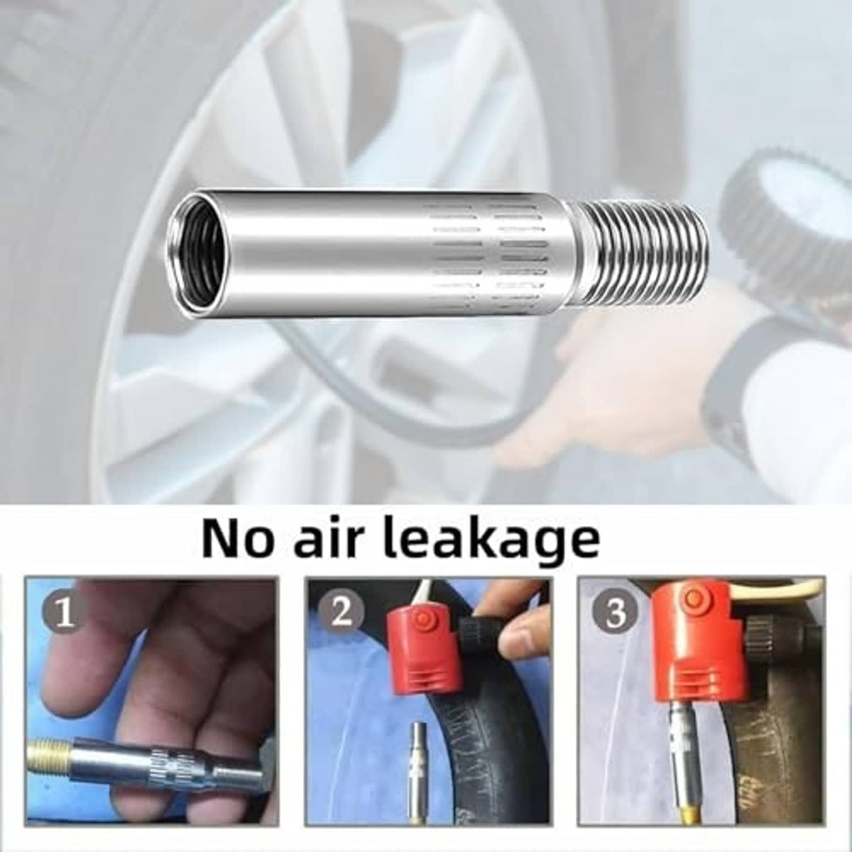Metal valve core tool extension with threaded ends for tire valve service