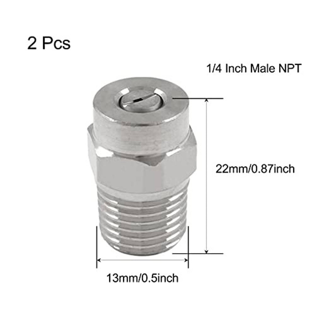 Stainless spray tip, 1/4 in male NPT; 22mm long, 13mm wide, 2 pcs