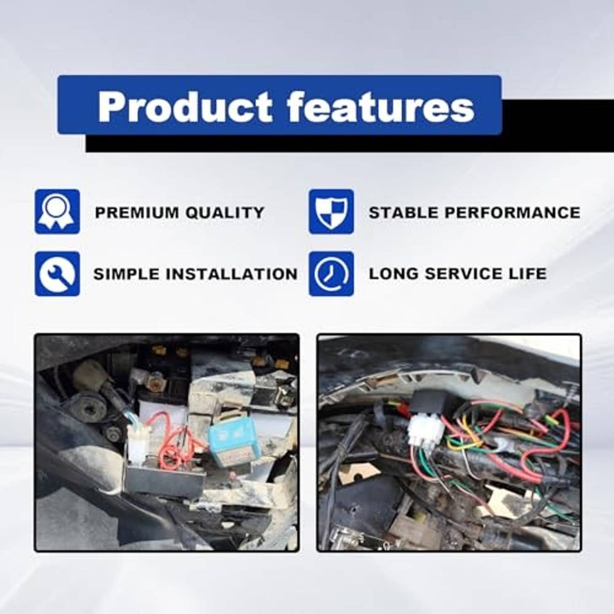 Ignition module feature graphic with engine bay reference photos
