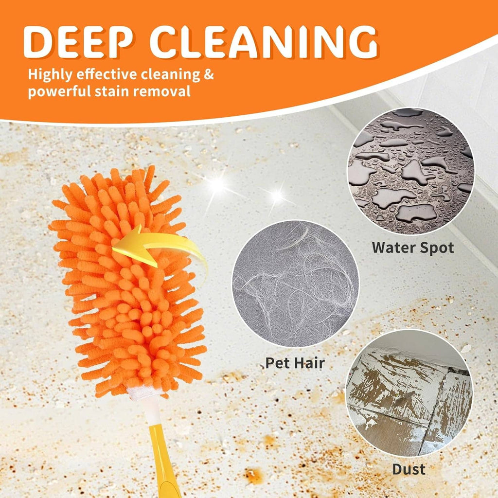 Orange microfiber duster refill head for deep cleaning, removing dust and pet hair.