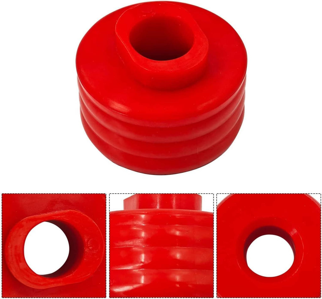 Red rubber body cab mount bushing with visible inner bore and side view detail