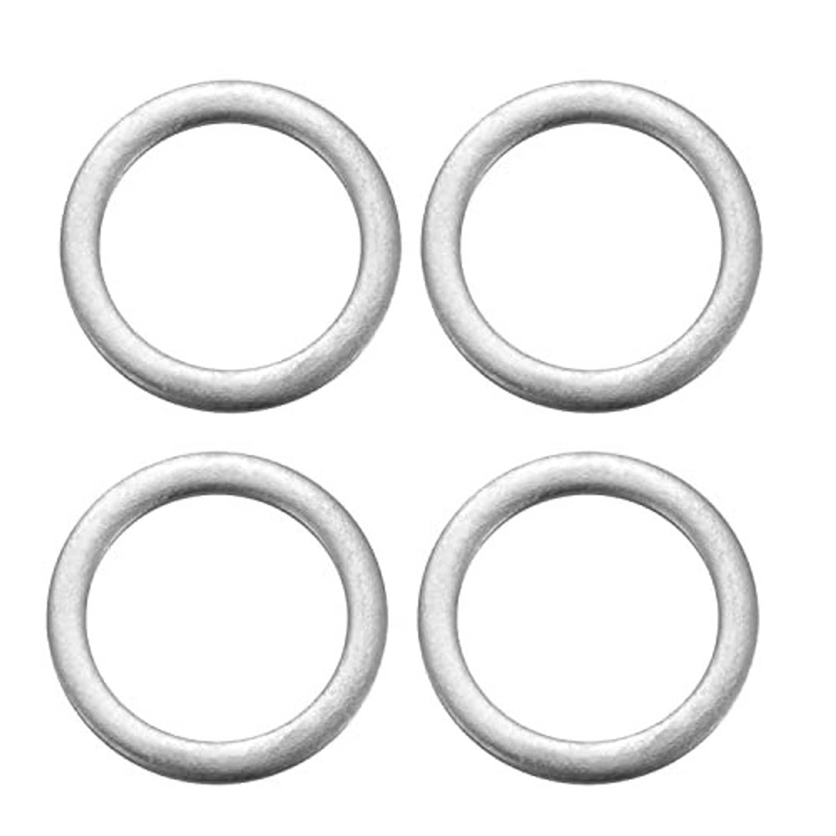 Four silver-toned gasket rings for plug seals
