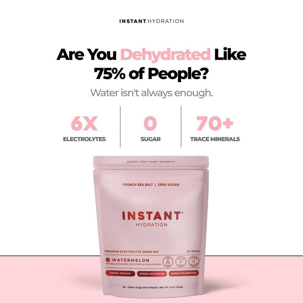 Instant Hydration watermelon electrolyte drink mix pouch front view