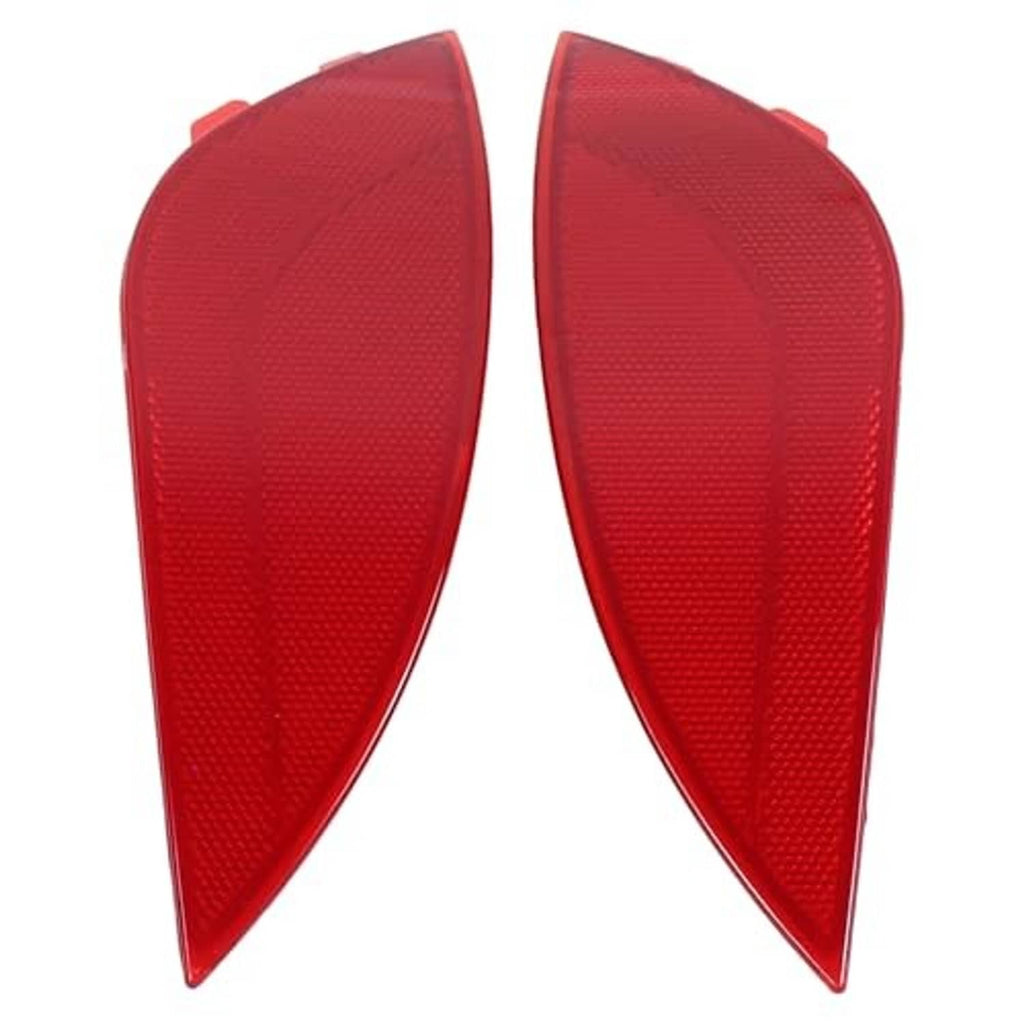 Pair of red rear bumper reflectors, textured lens with raised pattern