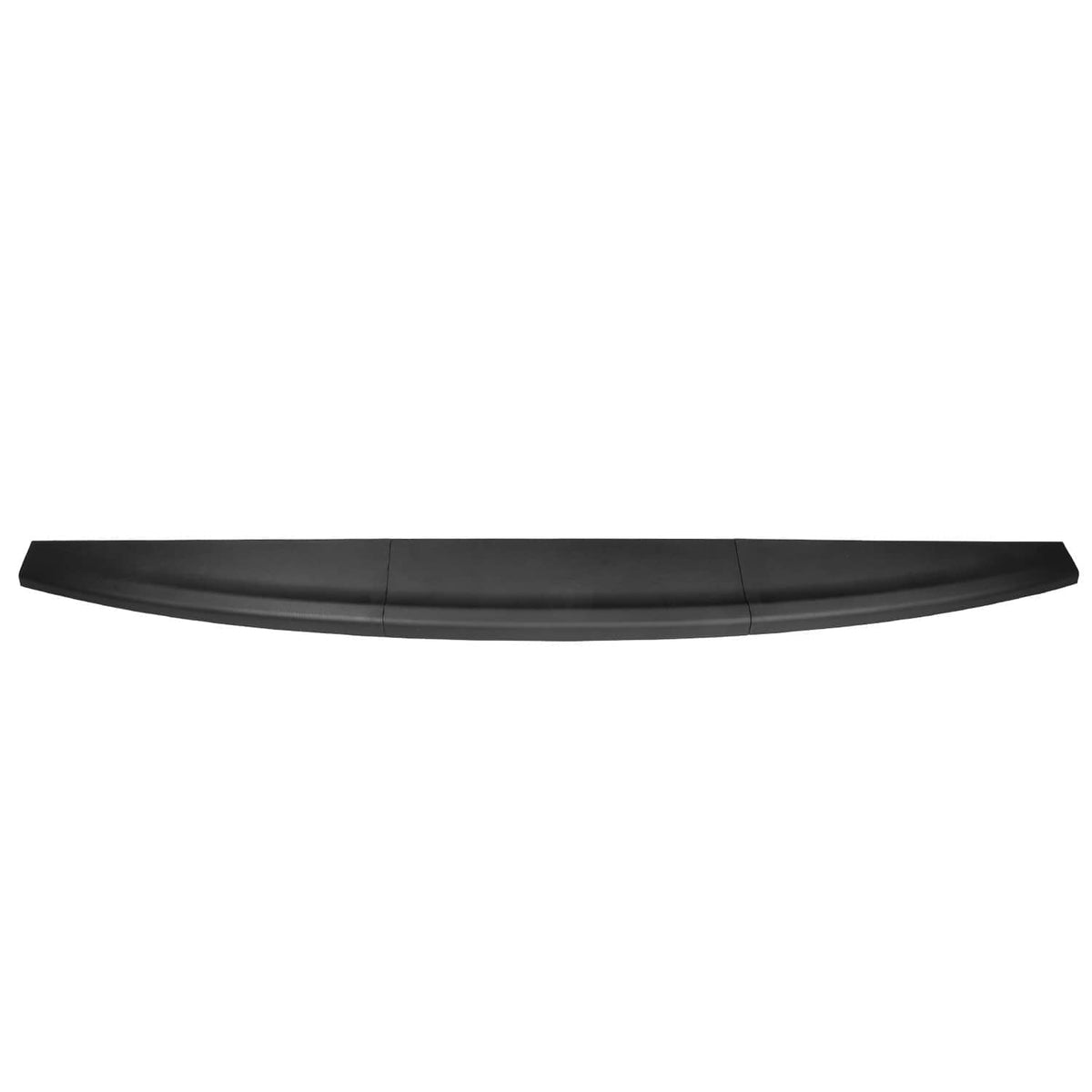 Single-piece tailgate cover molding spoiler, dark gray/black, curved profile