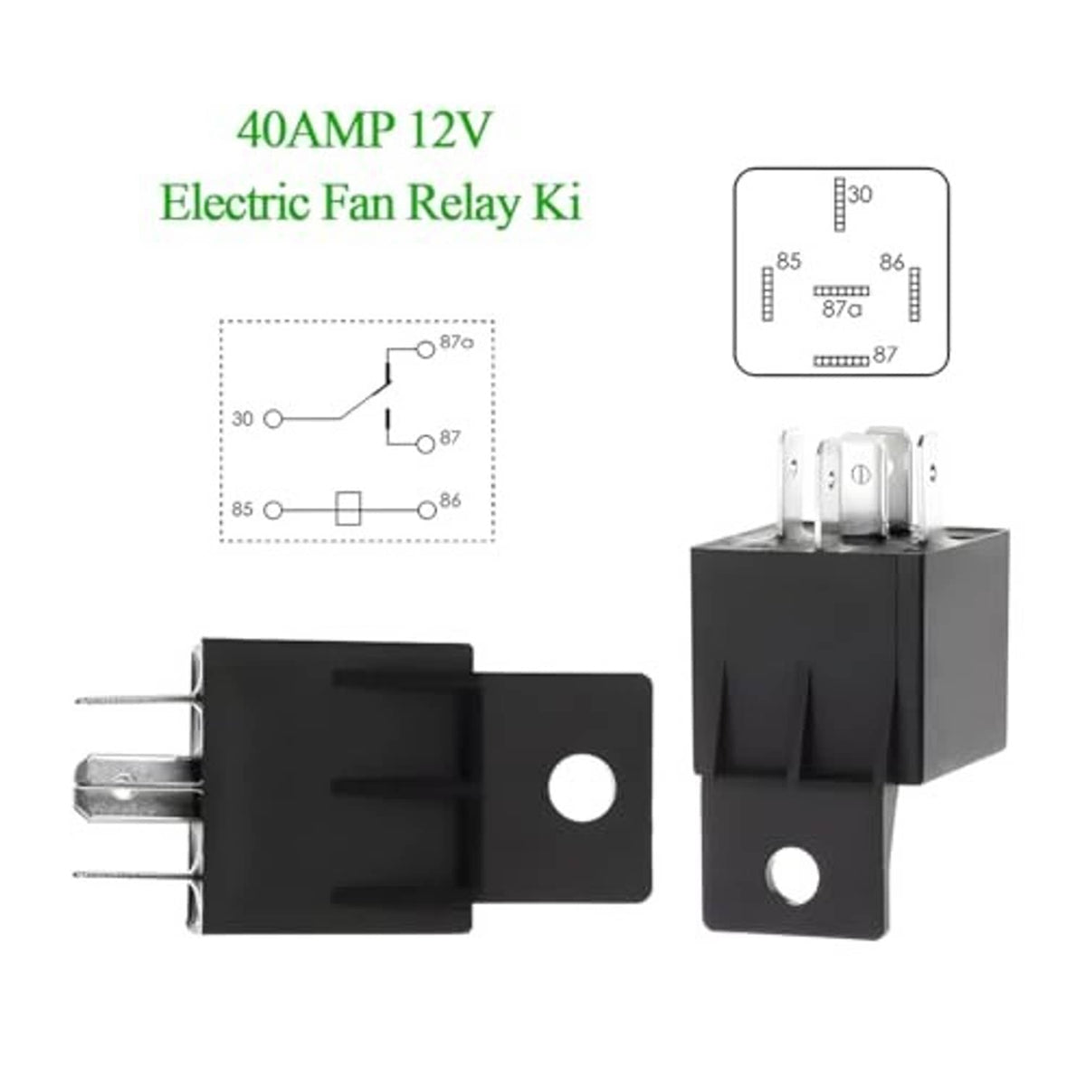 Electric fan relay module with mounting bracket and multi-pin terminal connector