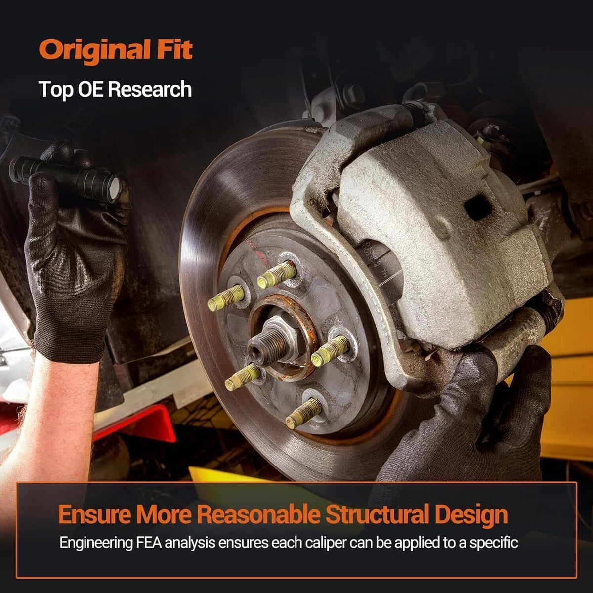 Front brake caliper and rotor assembly, silver caliper over ventilated brake disc
