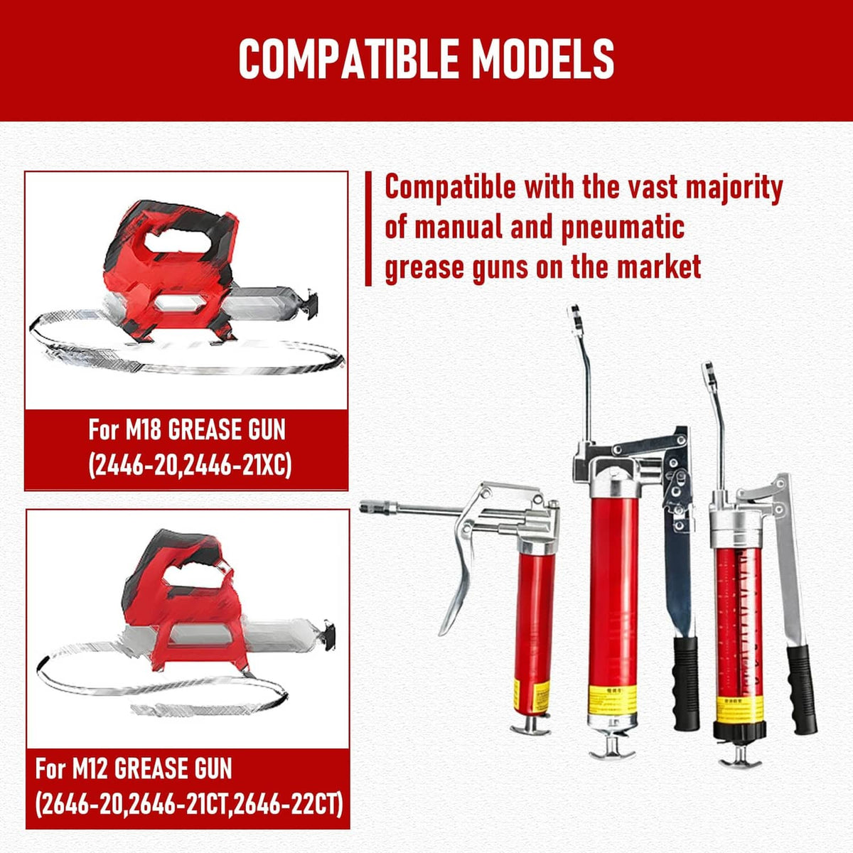 Steel grease gun coupler tips compatible with manual and pneumatic grease guns, 16-pack