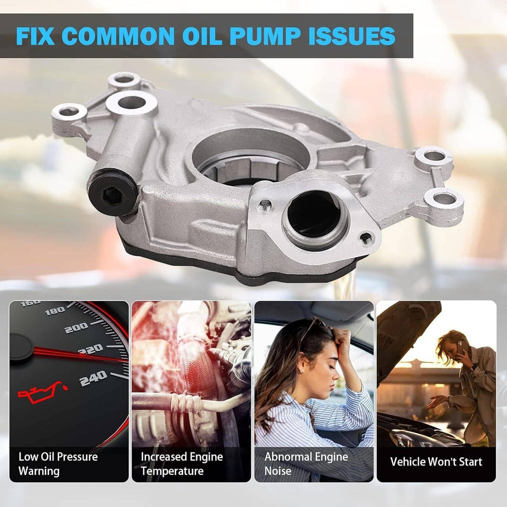 High volume oil pump with aluminum housing showing front circular inlet opening