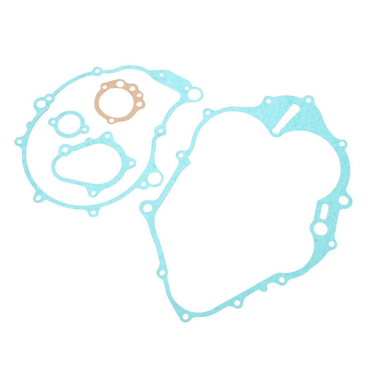 Top and bottom end gasket kit with two light blue gaskets and small included paper seal