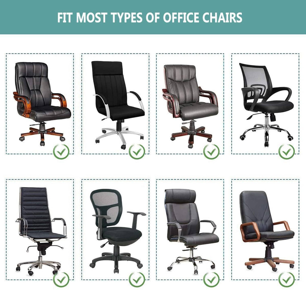 Office chair cover compatibility for many chair styles, with check marks