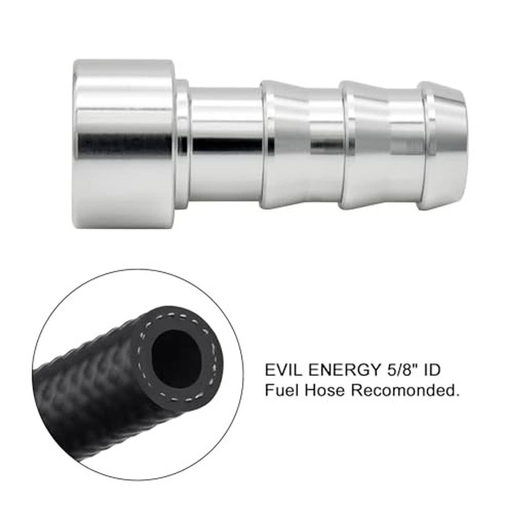 Metal hose barb tail nipple adapter with open port, black rubber hose attached