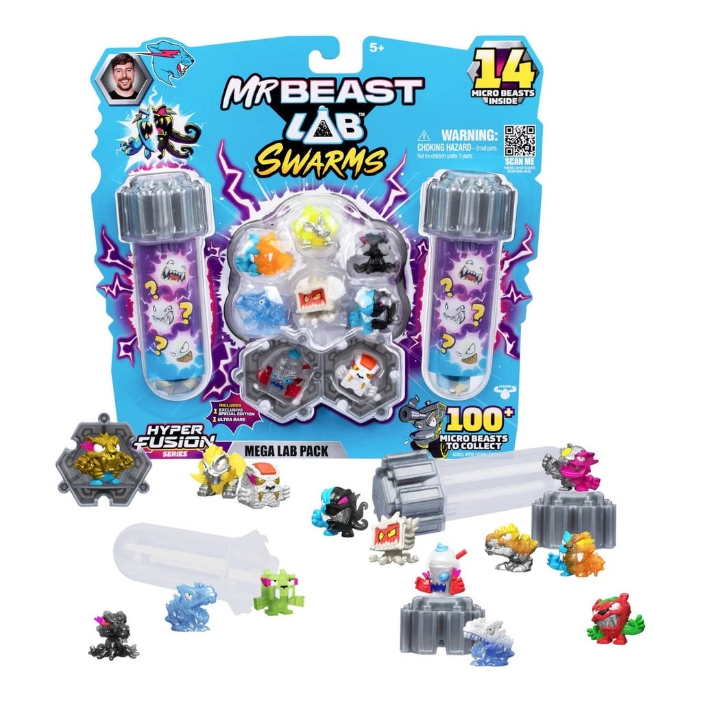 Swarms collectible figure 14-pack with Hyper Fusion micro-beasts in clear containers