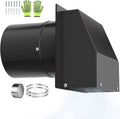 4-inch hooded dryer vent wall cover with black hood and mesh screen