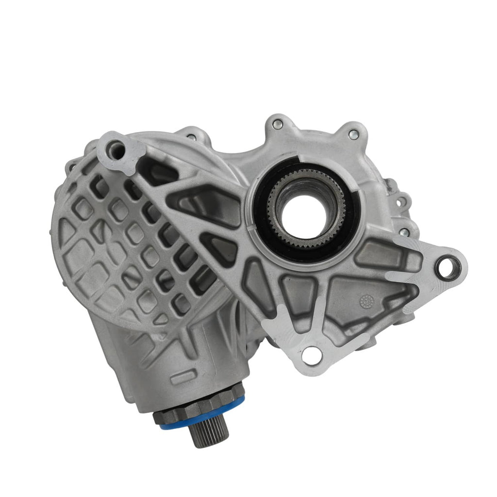 Transfer case housing with front bearing opening and blue seal ring detail