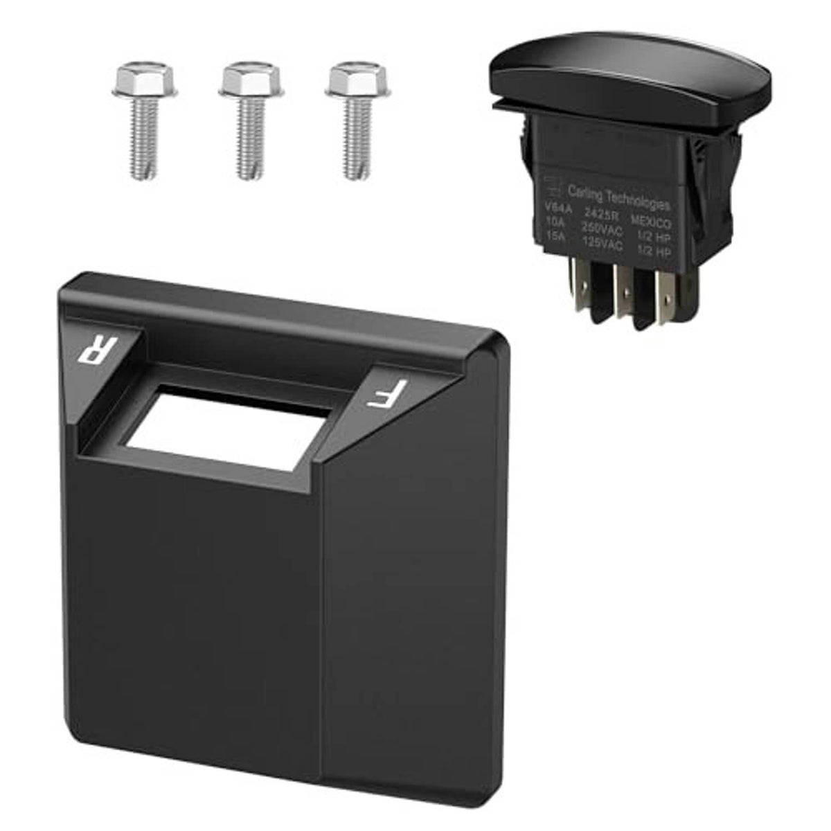 Black forward/reverse rocker switch with F/R icons and mounting screw set
