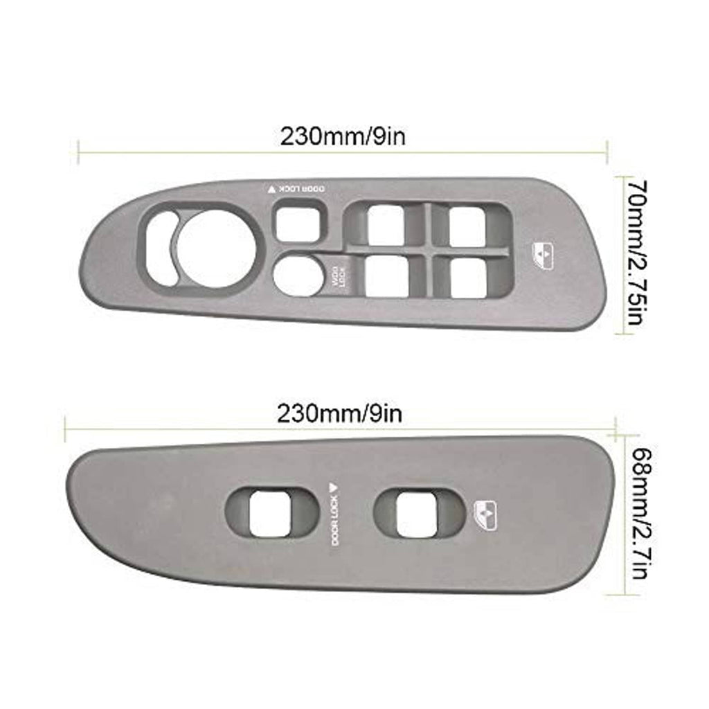 Grey power window switch panel pair showing button layout and cutouts