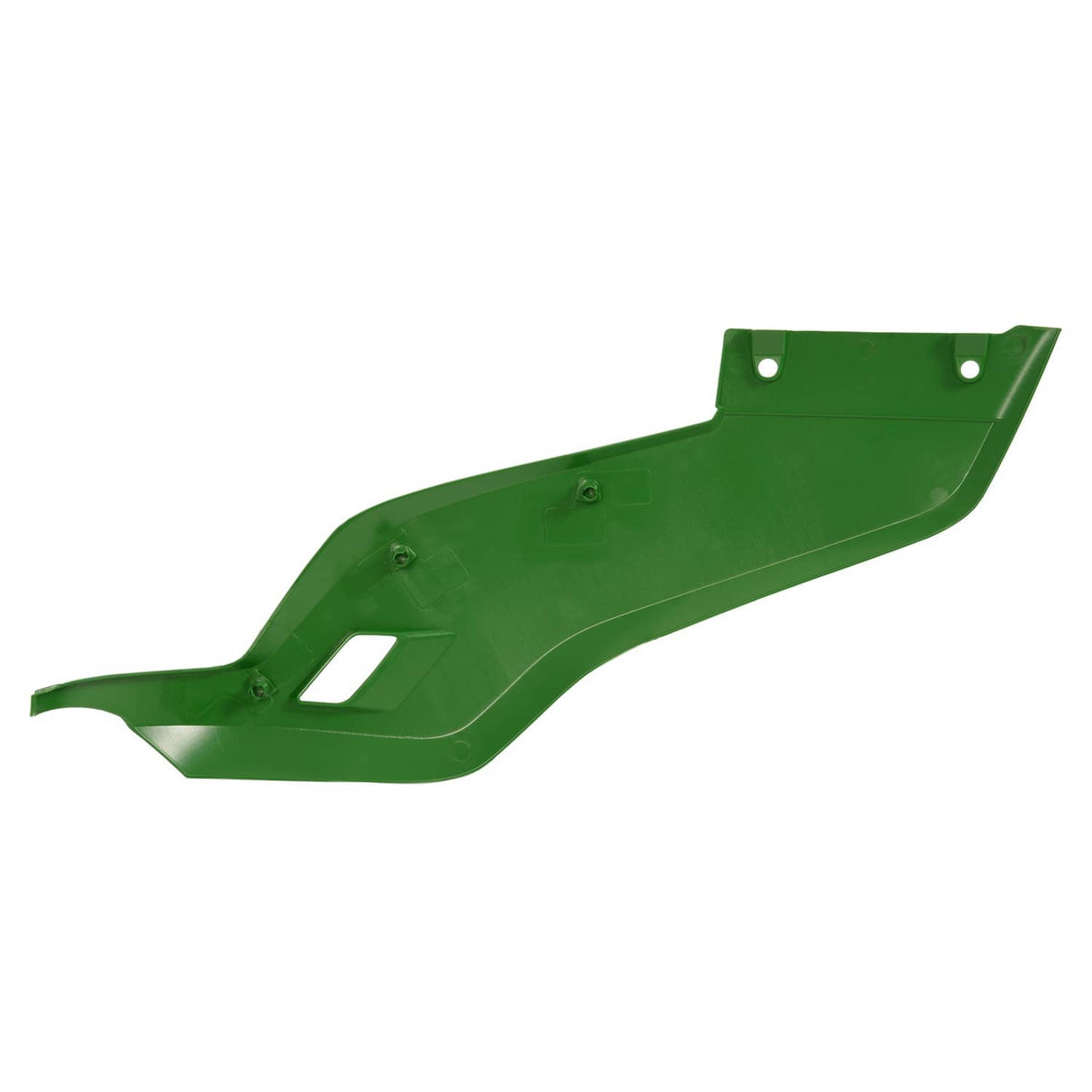 Green right hood side panel with rectangular opening and small fastener points