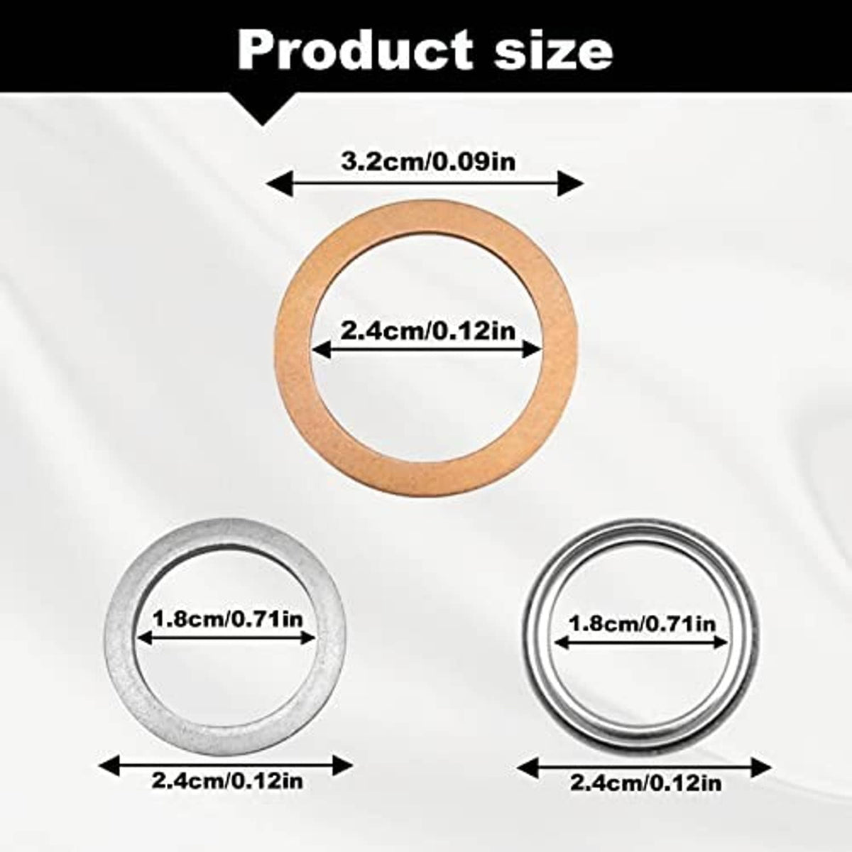 Differential transfer case crush washer gasket set with size markings