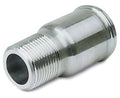 Moroso metal hose adapter fitting with external threads and open end, silver finish