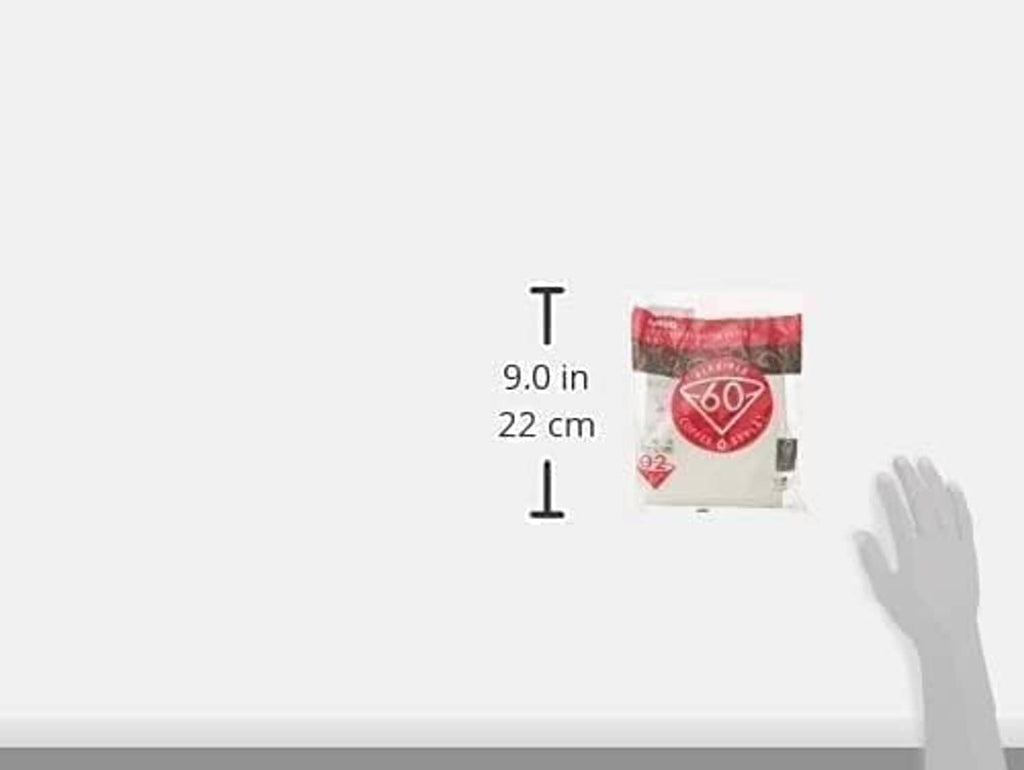 Size 02 paper coffee filter, size shown as 9.0 in (22 cm)