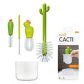 Green cactus bottle cleaning brush set with 4 included brushes and storage cup