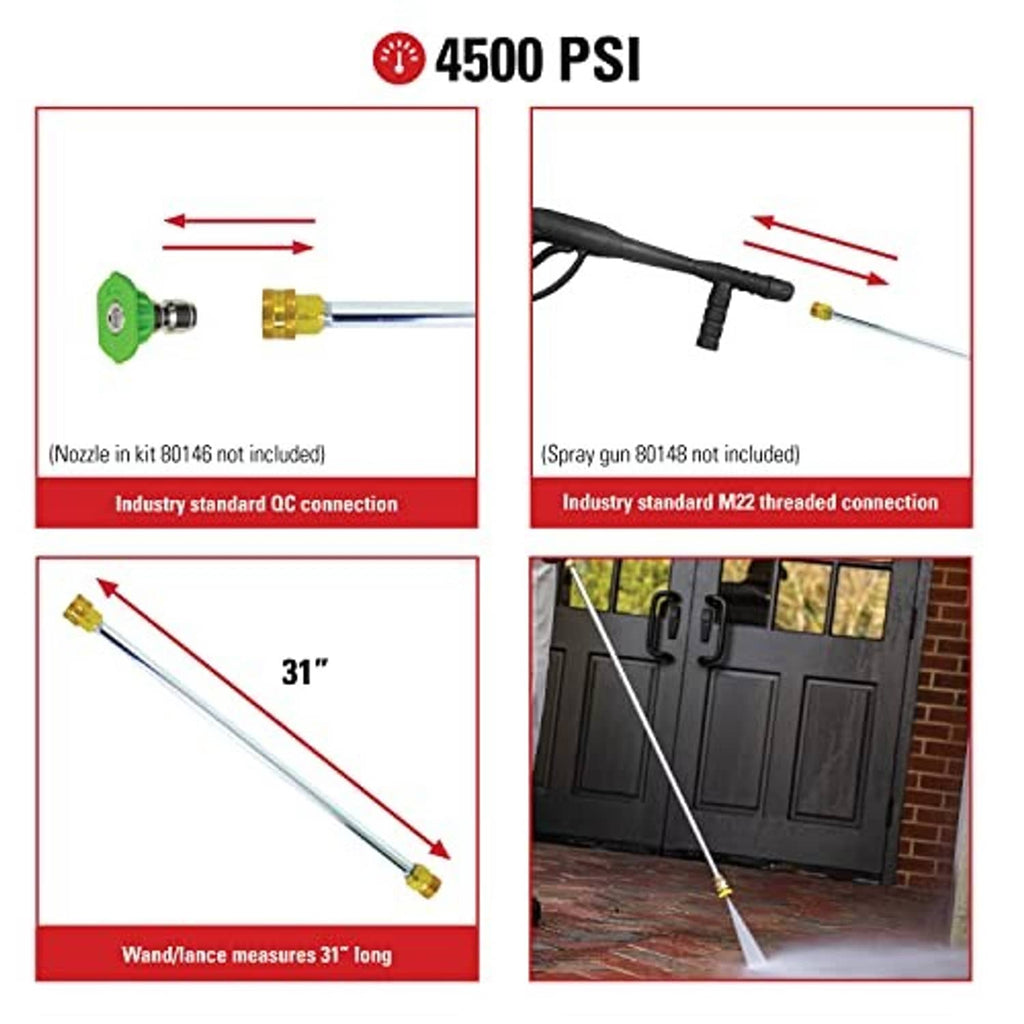 31-inch wand with QC nozzle connection and M22 threaded connector ends