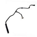 Radiator coolant reservoir hose with black rubber tubing and metal electrical connector