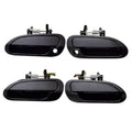 Set of 4 exterior door handle assemblies in black with mounting hardware