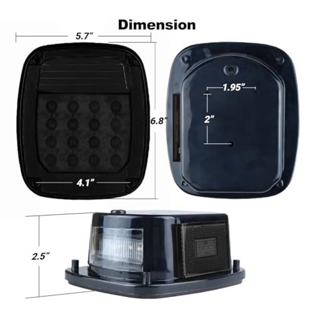 Smoked rear tail light lamp assembly, square lens with mounting base.
