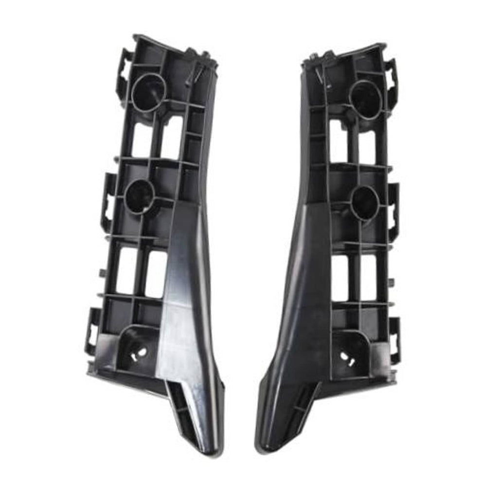 Pair of black front bumper brackets with round sensor openings