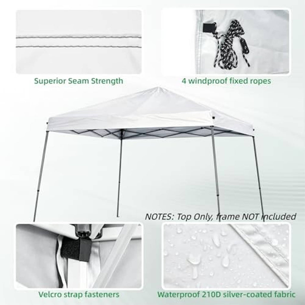 White canopy top cover with reinforced seams, waterproof oxford fabric and 4 tie ropes