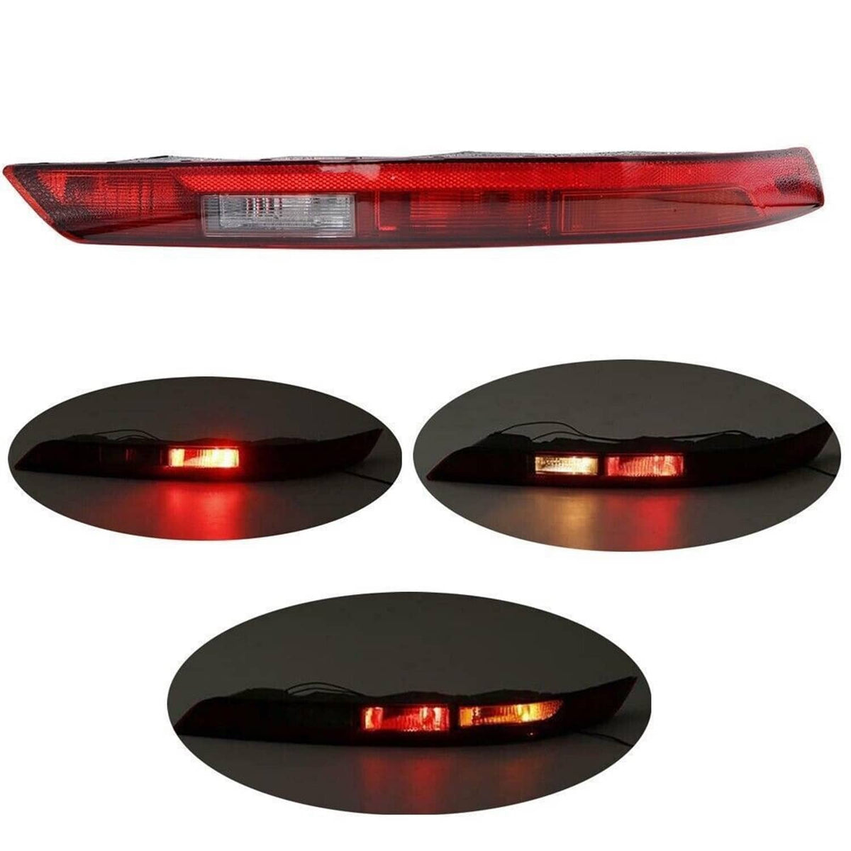 Brake stop tail light bar with red lens and clear reflector, lit red