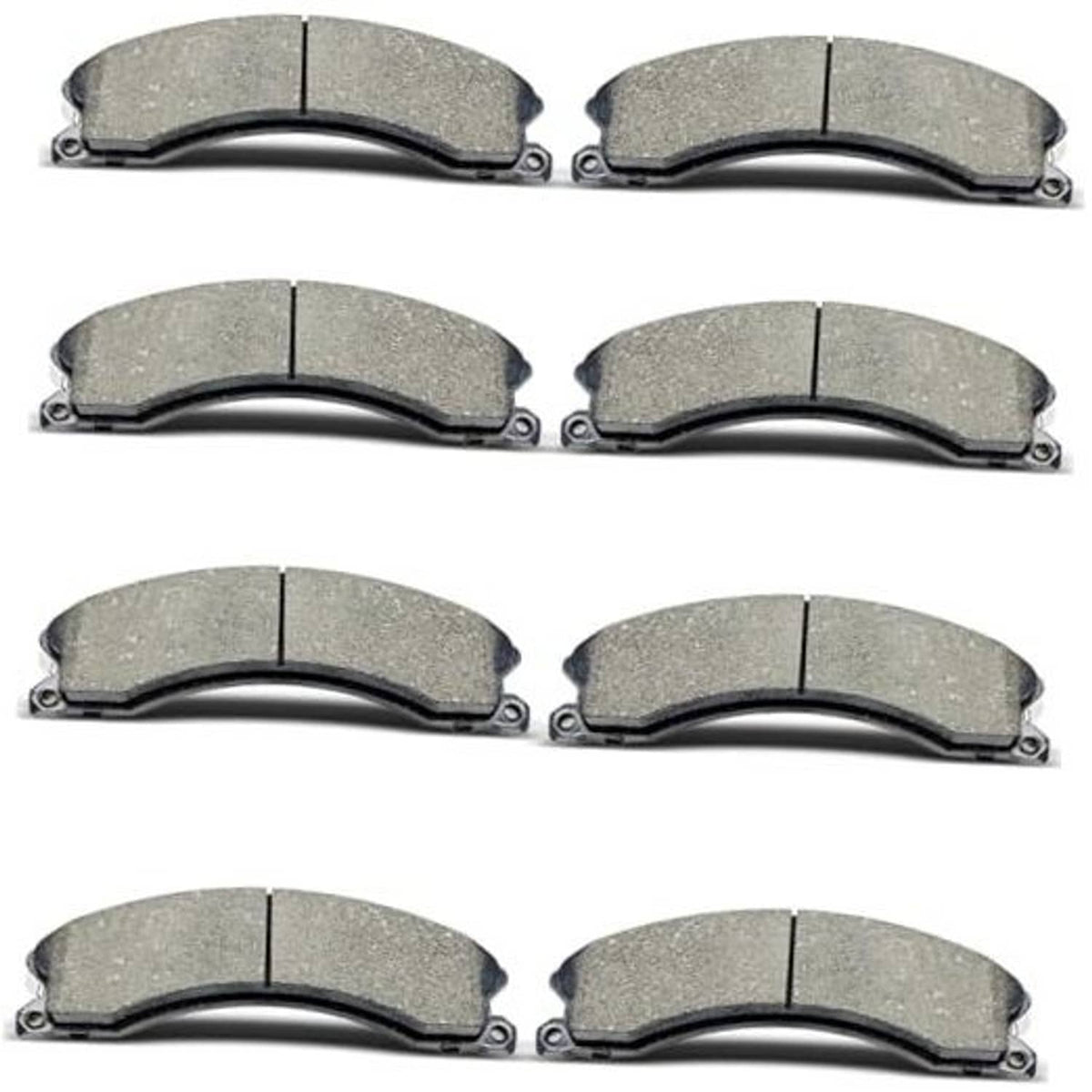 Ceramic brake pads set, multiple grey friction pads with metal backing