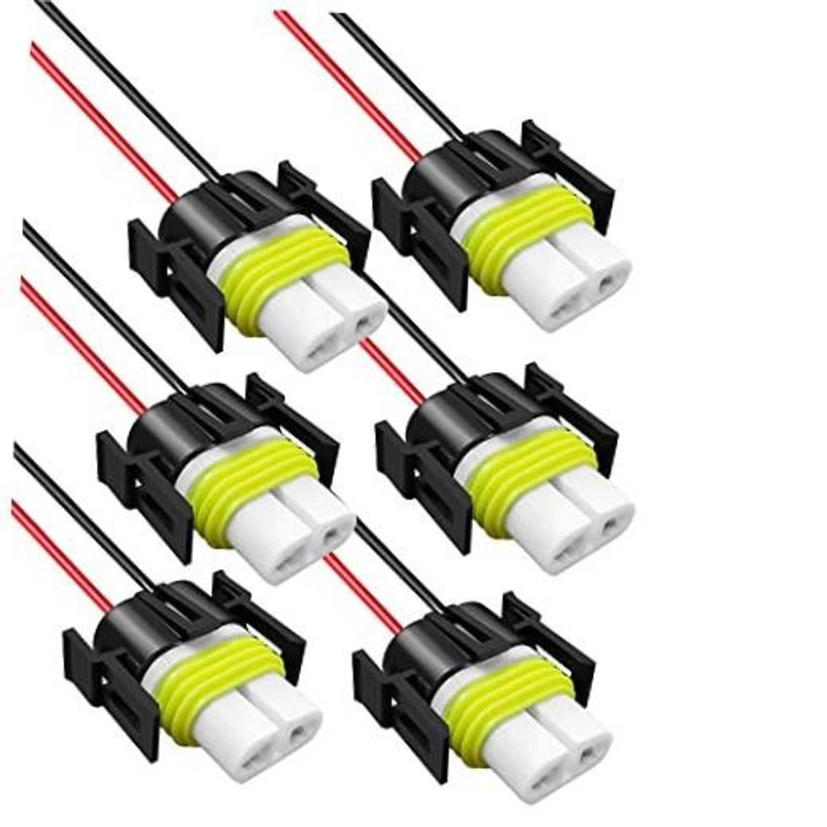 High-temperature ceramic wire harness socket connectors with black housing, white plug, green insulator